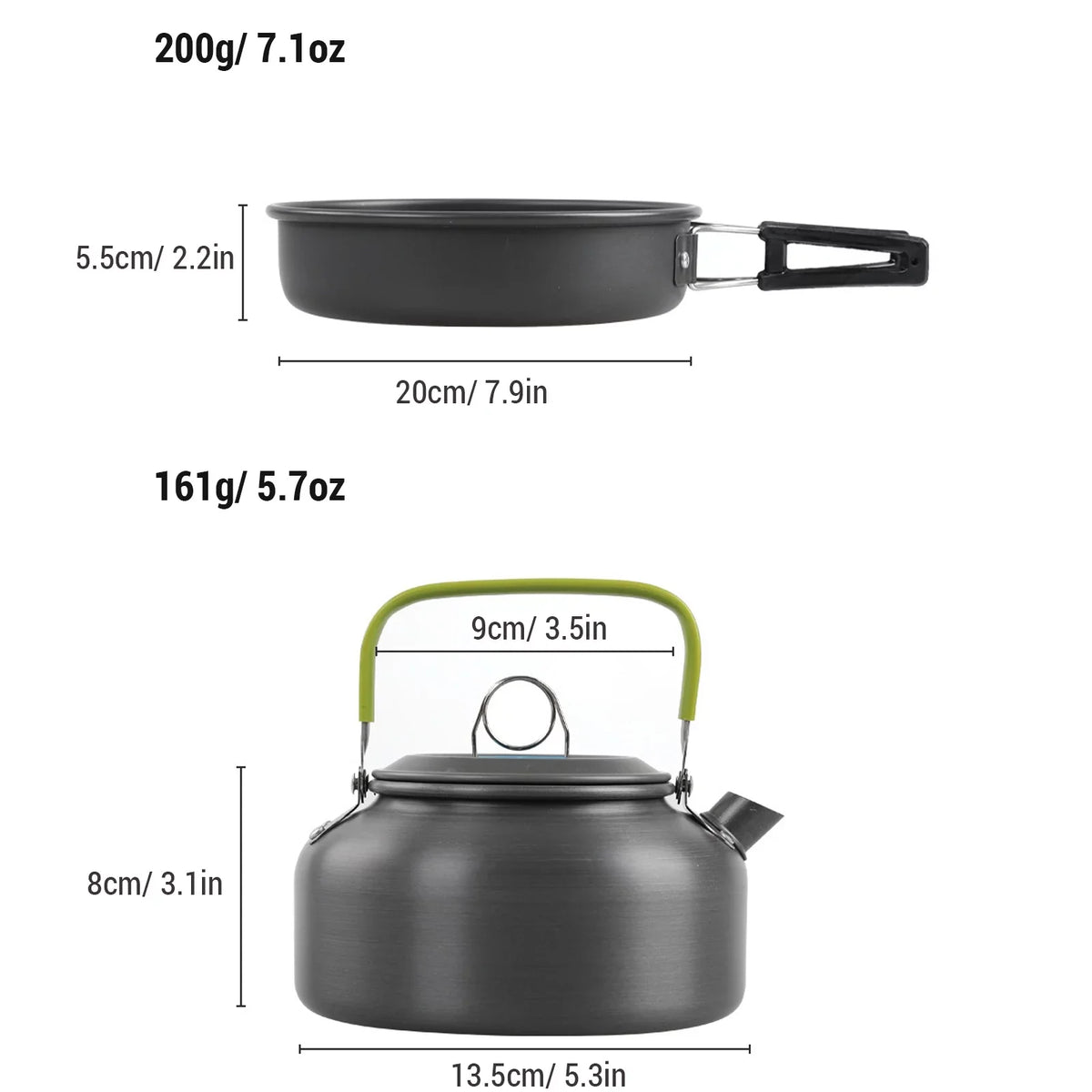 Pot Camping Anself Kit Backpacking Non Mess Kettle Cookware Set with Pan and and for Cooking Stick