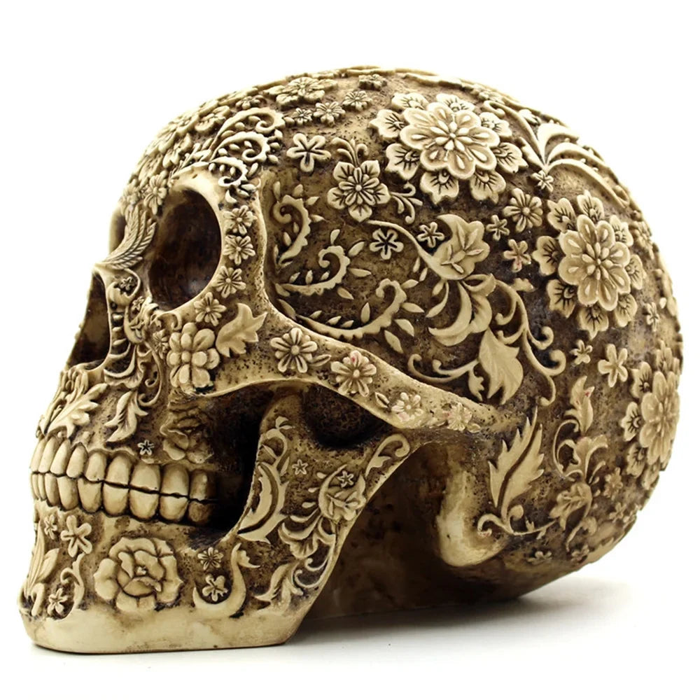 Mai Horror Resin Skull Retro Decoration Props Menghua Decoration Trade Spoof Face American European Halloween Skull Foreign And