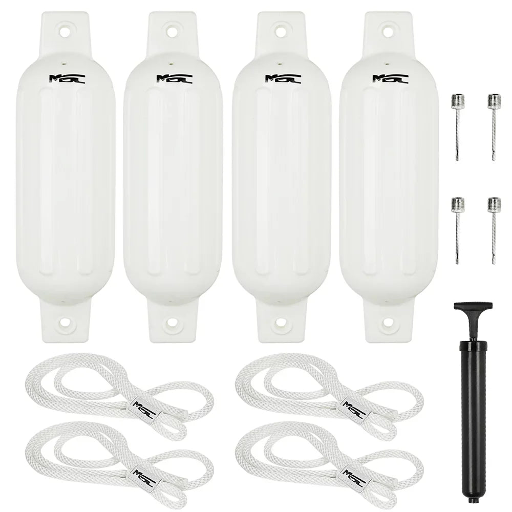 lines Fenders 4 Ribbed x Fenders inflators and including Vessel Bumpers 16"), (White, 4.5" Vinyl fender