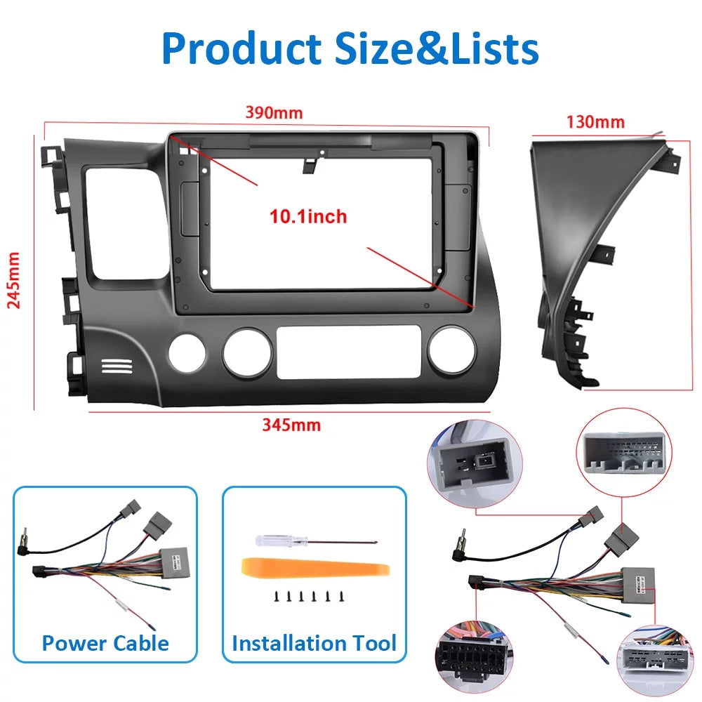 Auto Radio Android Backup for Bluetooth, Car 10'' Civic 13 Carplay Podofo Android 1080P Mirror Camera Wireless Touchscreen Honda Link 2+64G 2006-2011 Hifi Stereo