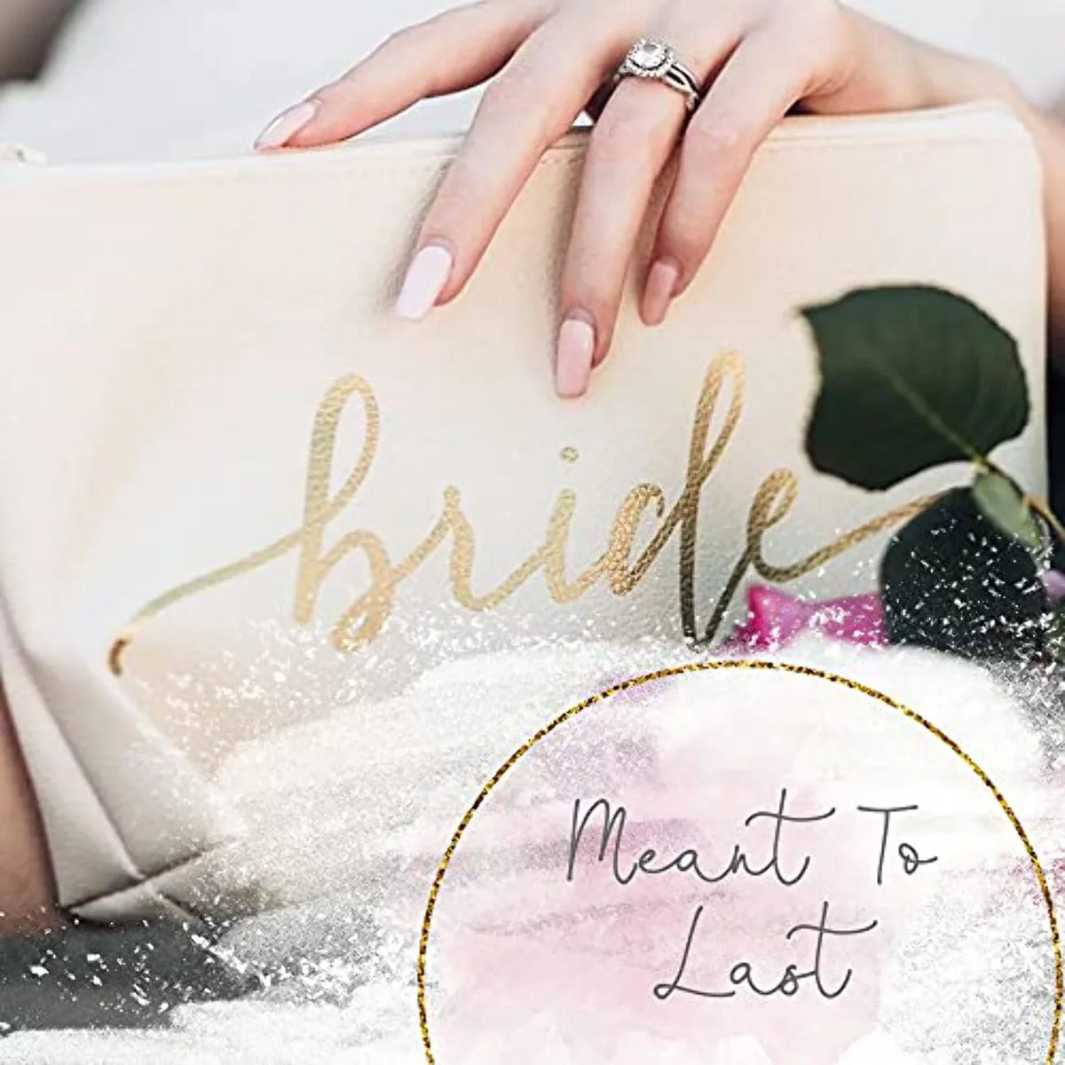 Parties, Faux Cream Piece of Weddings, Bachelorette Set and Showers and Beige 11 Leather Makeup Leather Bride Bags Bridal for Party Bridal