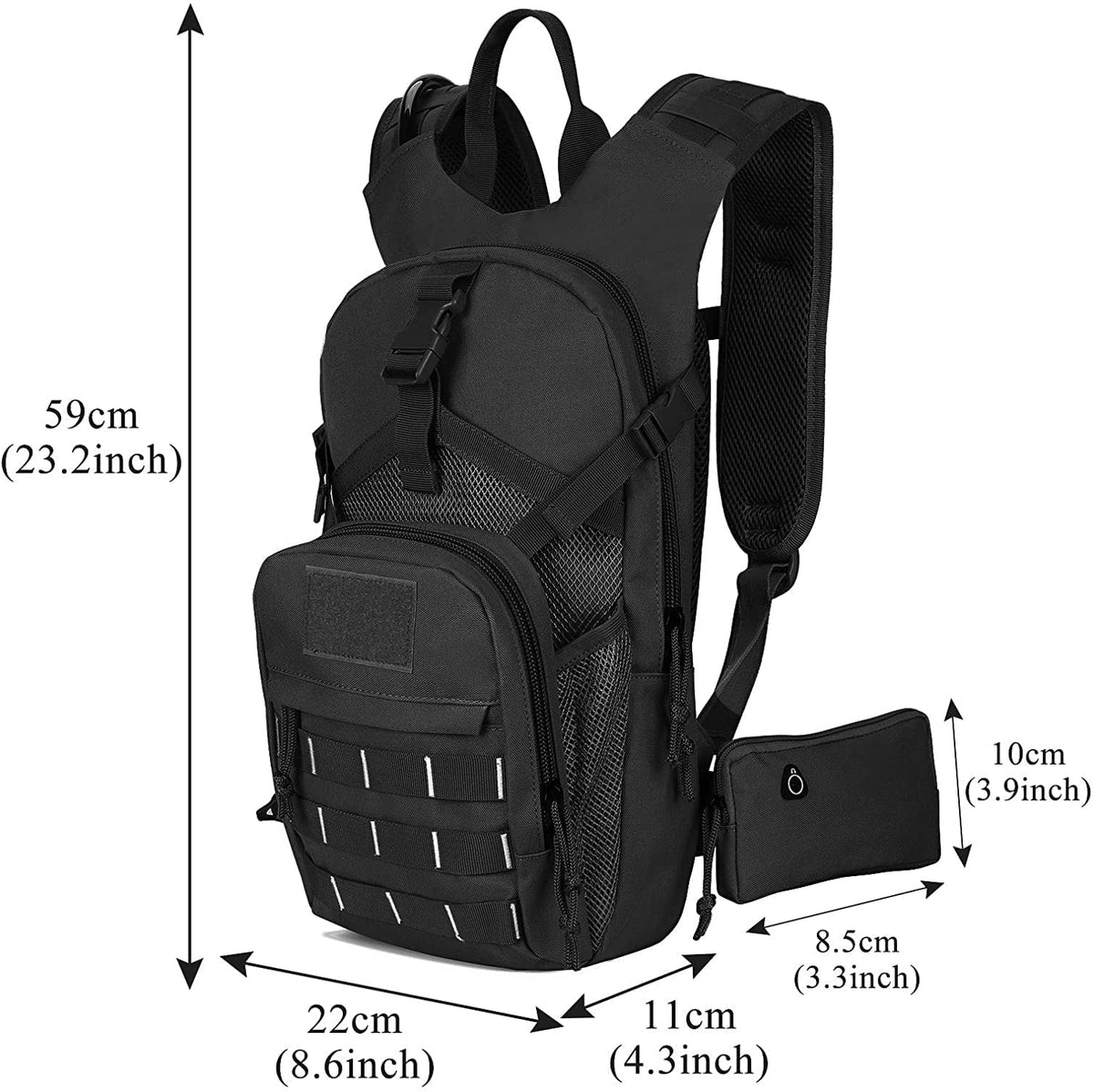 Waist Women Hydration Backpack Insulation, Daypack Hiking Running Adjustable Military Men with Moisture Cycling Bladder, Bag Thermal Biking 2L Free Pocket for Moisture Pack Moisture Fits Tactical