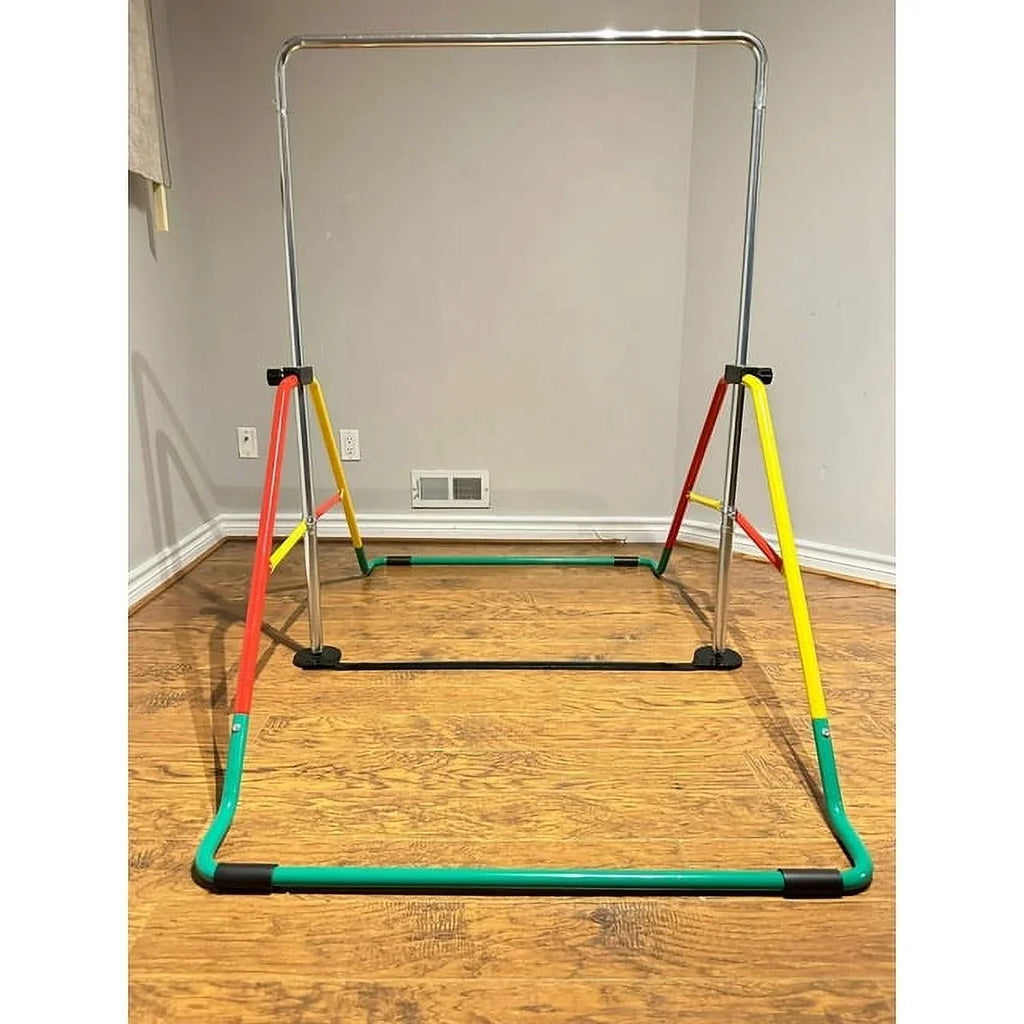 Bar Folding Bar, Adjustable Balançoire & Gymnastics - Training Home Kids Monkey Expandable (Red/Yellow)
