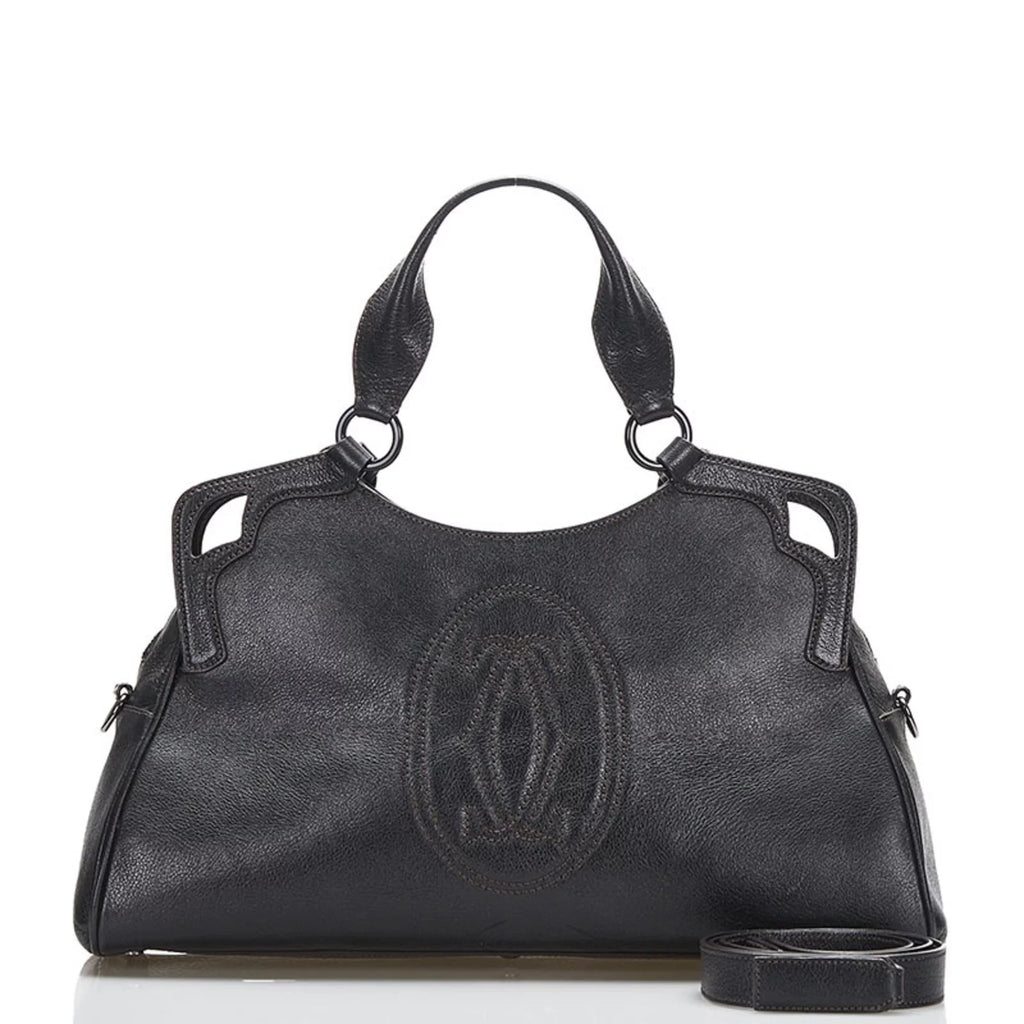 Cartier shoulder leather handbag bag Pre-Owned ladies brown (Fair)