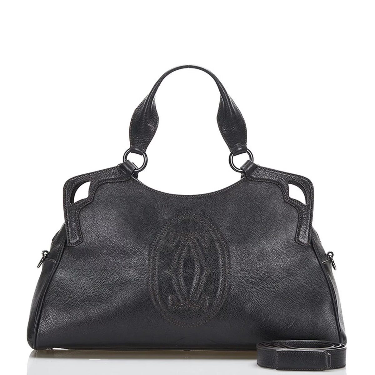 Cartier shoulder leather handbag bag Pre-Owned ladies brown (Fair)