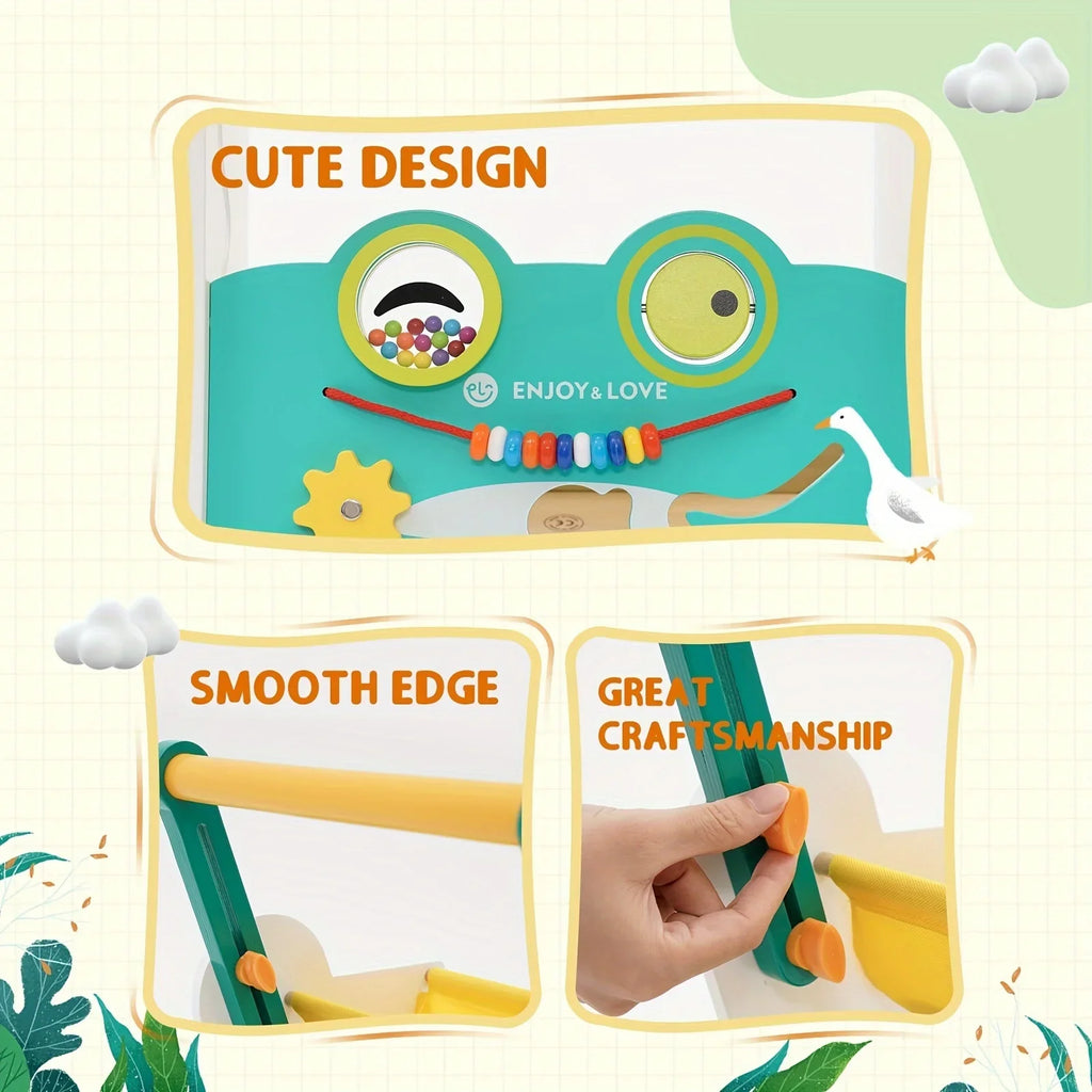 Multiple for Baby Learning Baby Infants Kids Activity Push Toddler Walker Along Toy Entertainment Sit-to-Stand Wooden Boys Push Walker Girls Trolley Sorter Shape with Fishing Center Xylophone