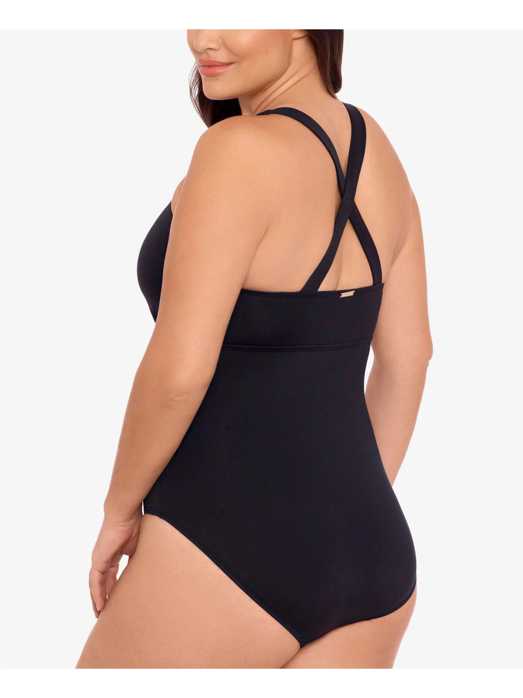 One Scoop 22W Control Cutout Swimsuit Tummy Cups Women's Piece Black Non-Removable Neck
