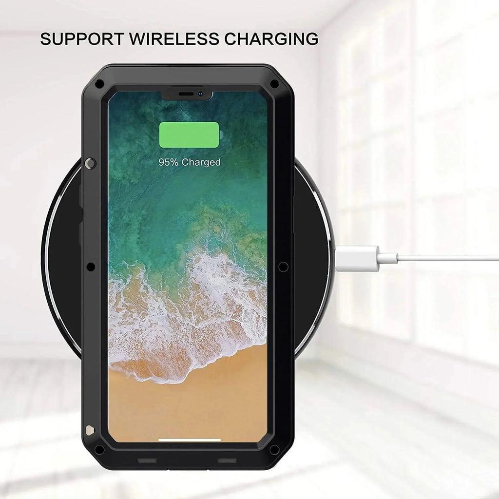 Outdoor Shockproof Military Metal 12 Aluminum Travel and Duty Glass Scratch Rugged Max Heavy iPhone Grade Gorilla Pro Case (Silver) Defensive Protection,