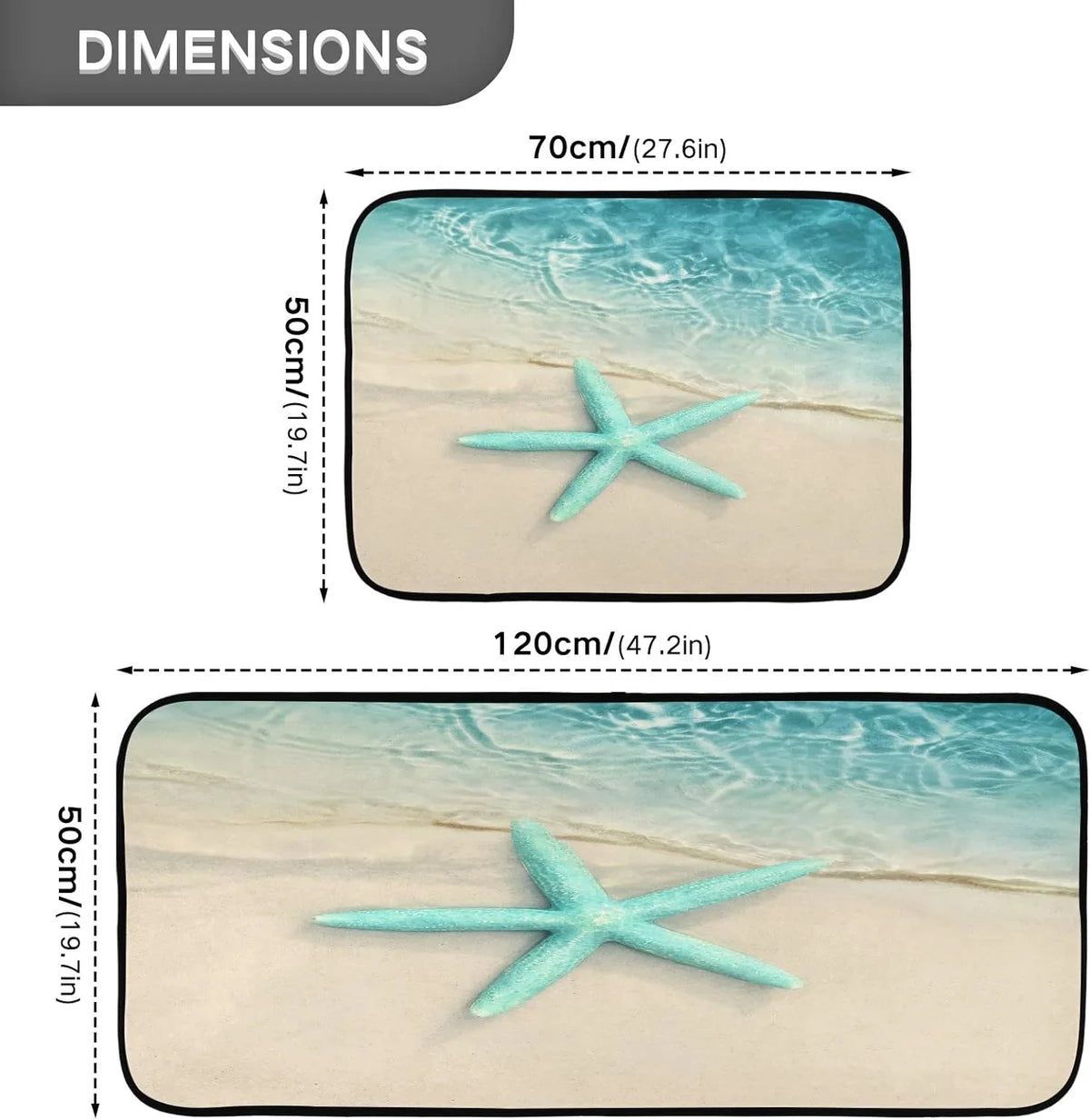 Perfect Kitchen 20x28inches Wave Home and Bedroom Washable + Living Ocean Gift Entryway Carpet Moisture Mats 20x47inches Floor Room Rug Runner for Rugs Starfish Beach Sea Area Decor