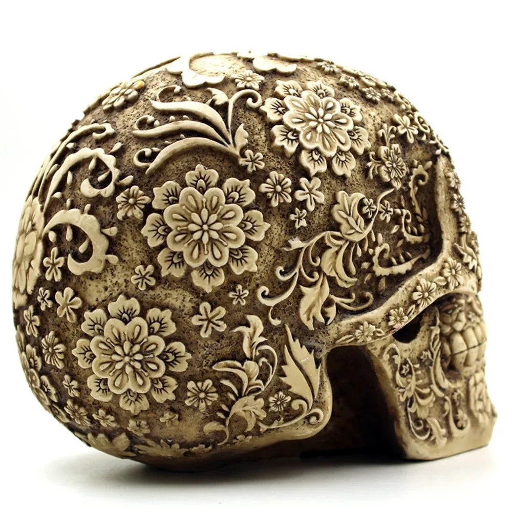 Mai Horror Resin Skull Retro Decoration Props Menghua Decoration Trade Spoof Face American European Halloween Skull Foreign And