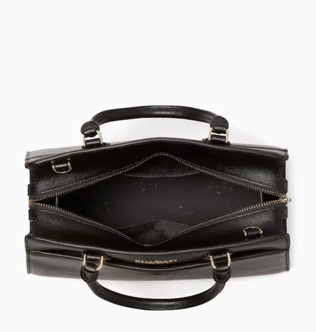 Crossbody Zip Top Kate Spade Madison Satchel Leather Black Medium Saffiano