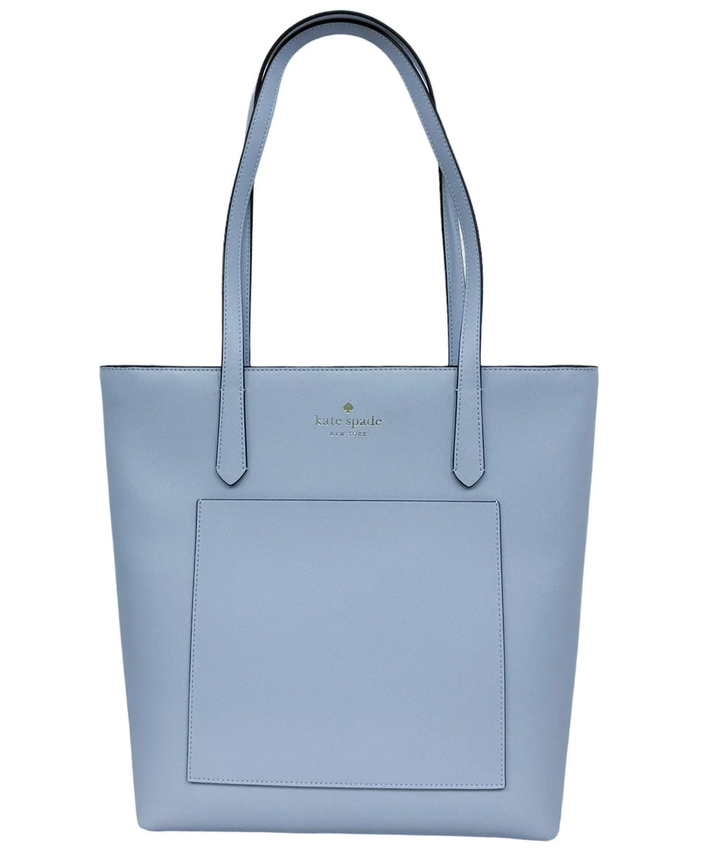 Blue Hydrangea Pale Pocket Tote Bag Kate Saffiano K8662 Front Daily Spade