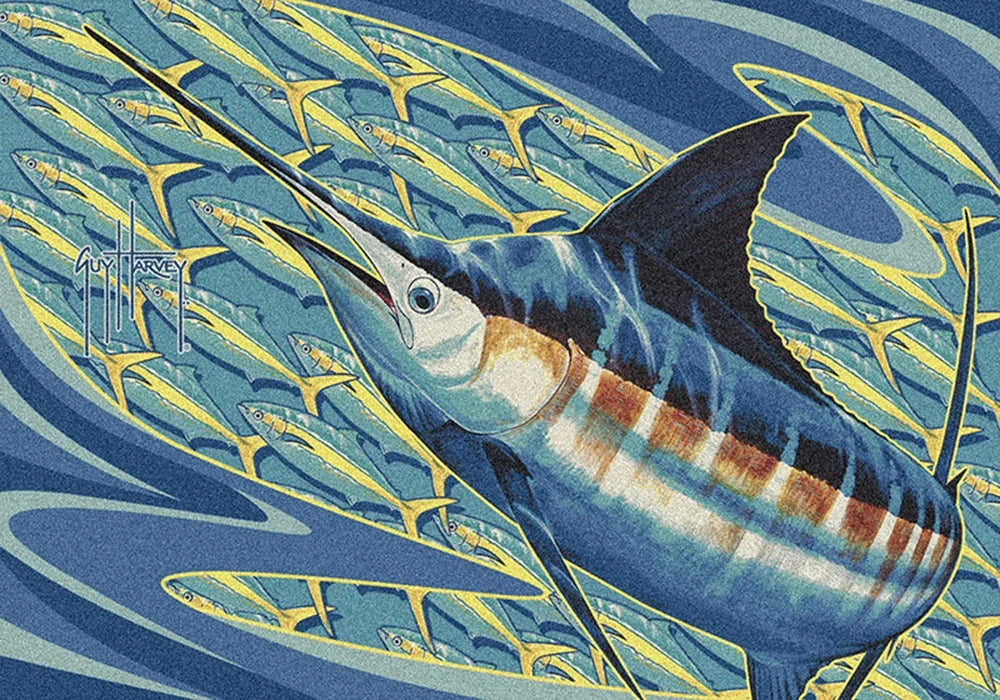 Nautical - x Runner 5' Waves Milliken 10" 3' Aprx Fish Area Rug Blue Blue 4"