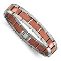 The Tungsten Men's 8.25 Bow Plated Panther Polished Brown Bracelet, In Link & Black