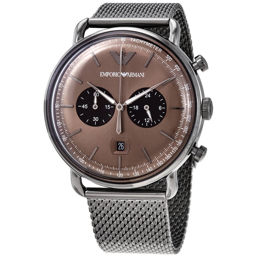 Men's Chronograph Dial Brown Armani AR11141 Watch Aviator Emporio