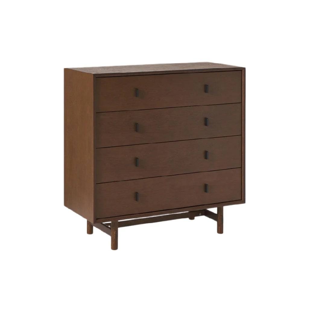 „Moderne Kommode aus Holz mit vier Schubladen - Stilvolles Design in Dunkelbraun