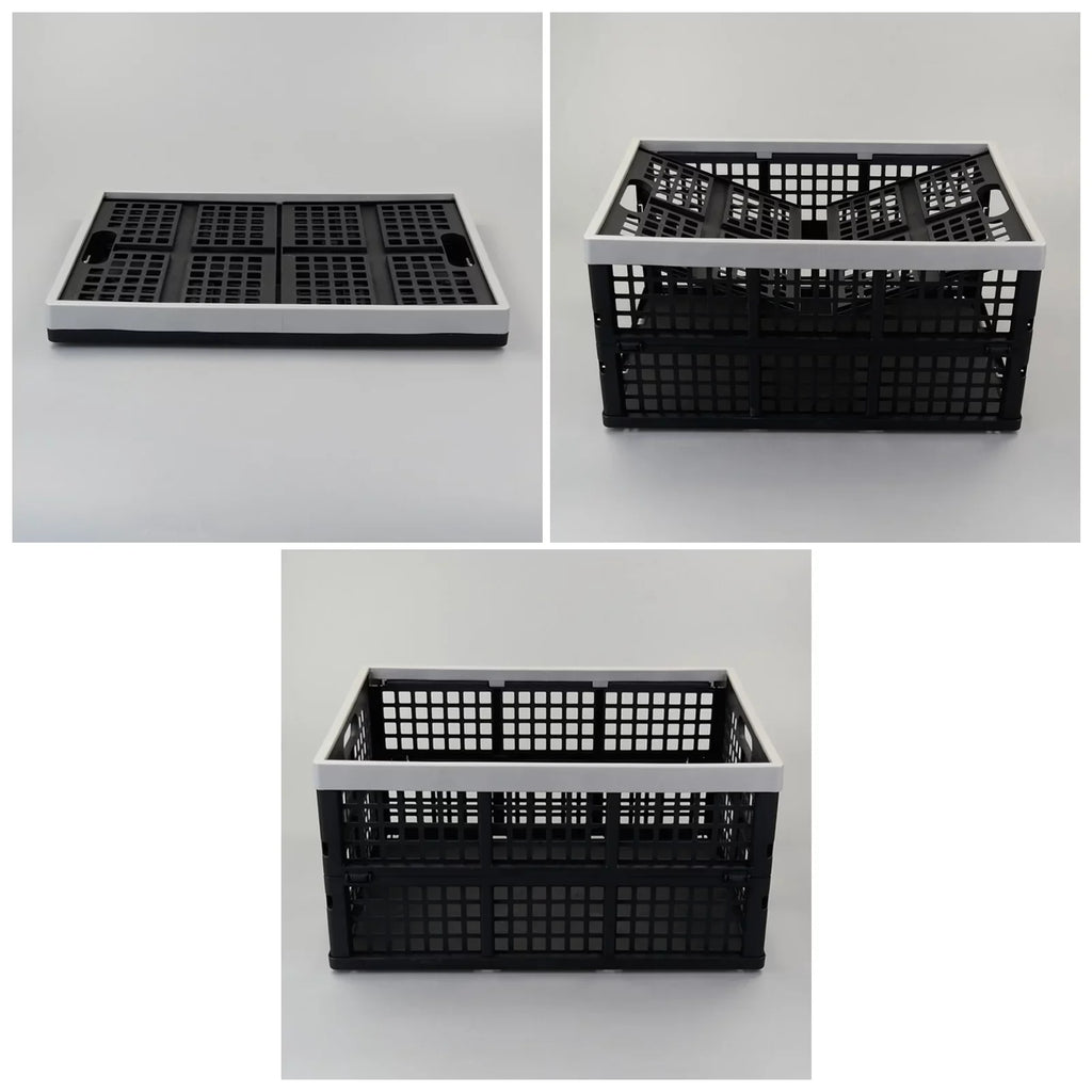 4 Baskets 42 Stackable Storage Folding Crate, Quart Collapsible Plastic Bin Packs Yuright