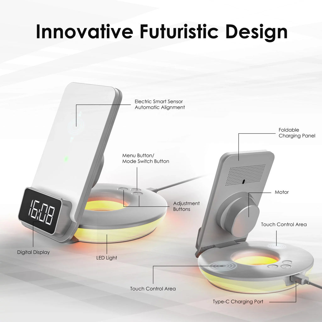 Station, Wireless - Touch Charging 3-in-1 Rexing Lamps Table-Desk Control, RS7 White