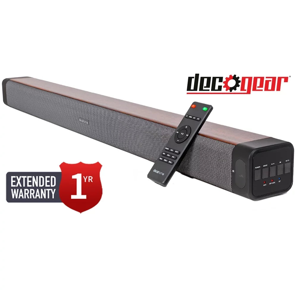 2.0 and Extended 1 with with Dual Gear Built-in 2.5" Year Soundbar Bundle Drivers Deco SB200WOD Subwoofers Four Warranty Channel 60W