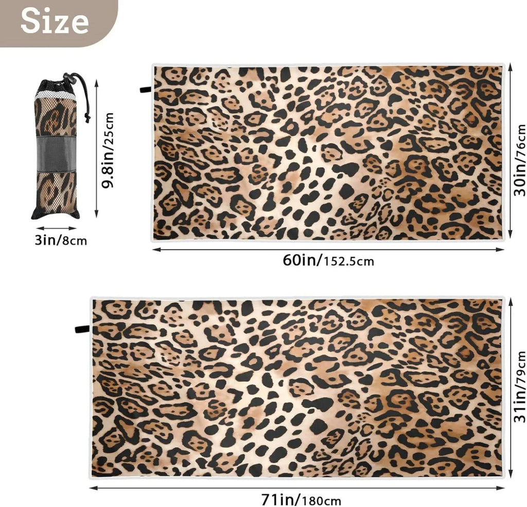 Towel Leopard Print 30”X60” Shower Thin Bestwell Microfiber Pool Towel, Towel Oversized Dry Lightweight Sand Quick Yoga Swim Blanket, Multipurpose Bath Towel Free Beach