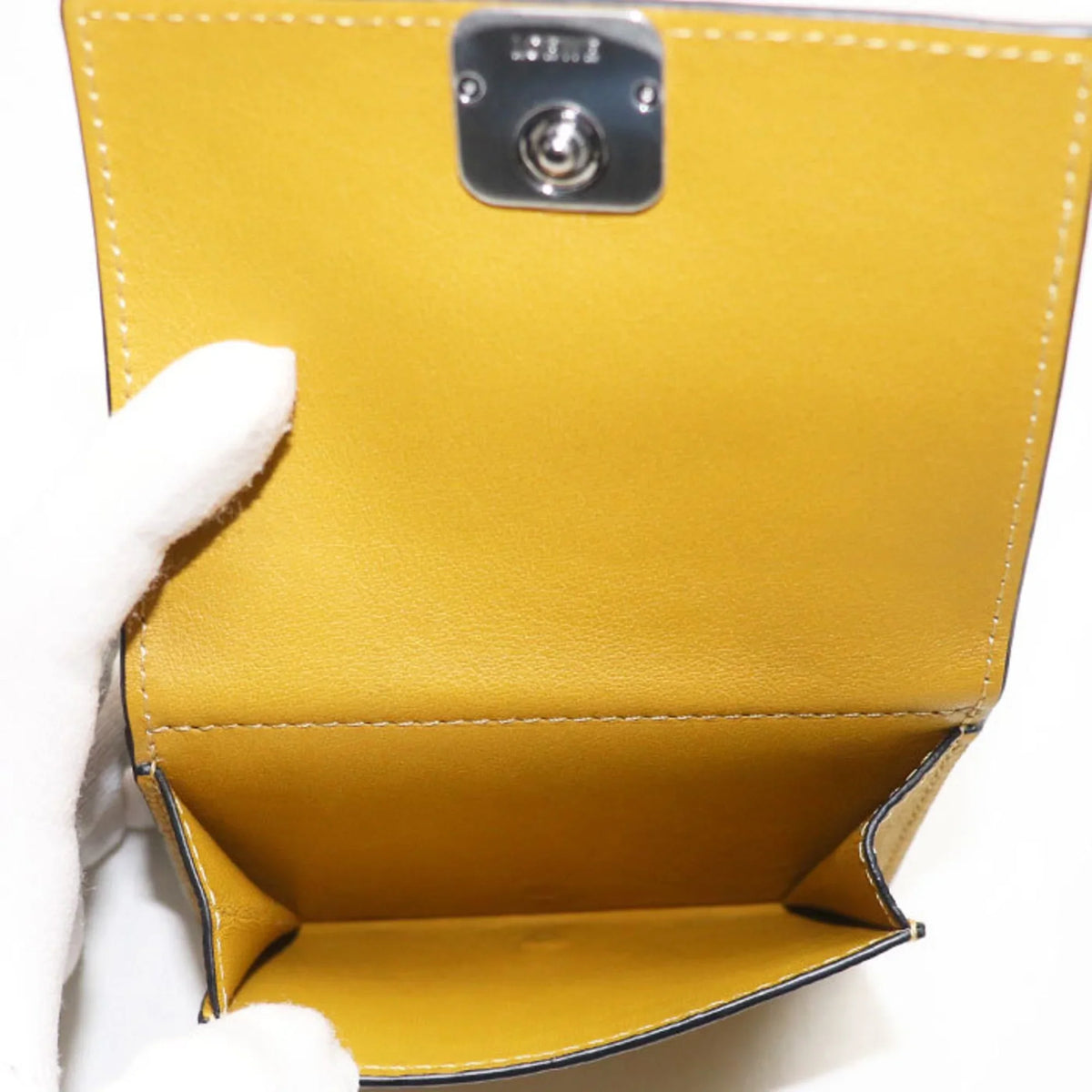 8110 (Good) C821TR2X02 Women's Color Trifold Wallet Pre-Owned Anagram Mustard