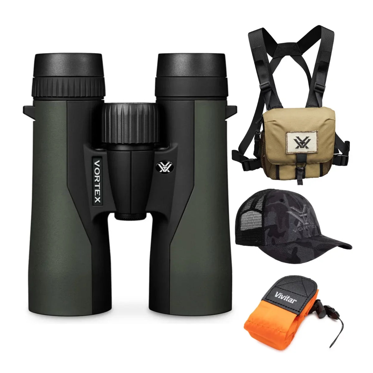 Roof w/Floating Vortex Vortex Binoculars 10x42 & Strap Hat Prism Crossfire