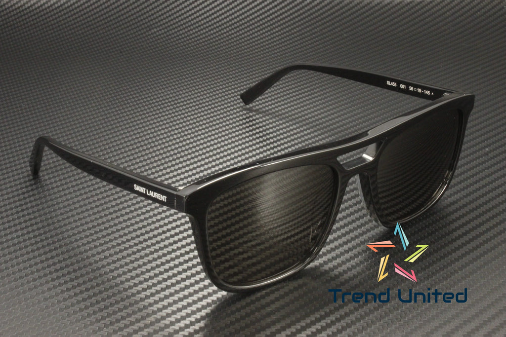 001 Rectangular Black Acetate 455 56mm Squared Men's Sunglasses