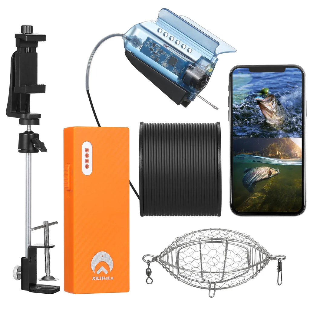 Video 50M Carry Cable with Fishing Phone Case Finder Holder Cage Fish Live Bait Ice Mobile 1080P Kayak with Sea Fishing for Lake Underwater Vessel Camera Control Camera Fishing