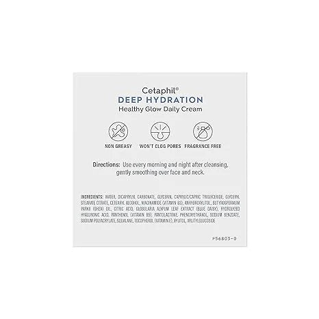 Daily Skin, Sensitive Hyaluronic Dry 1.7 48 E Hydration for With Face Cream, Glow Healthy Cetaphil Hour Face B5 Vitamin Moisturizer oz, Skin Vitamin Deep Acid, &