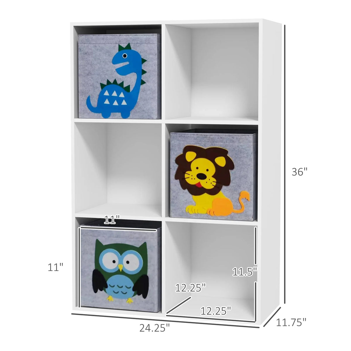 Design, Children's & Storage Qaba Storage Cute Toy White with Bins Animal 3