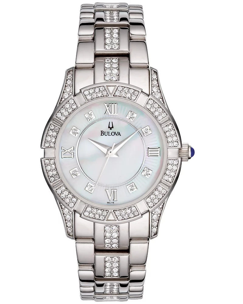 Pearl Crystal 31mm Of Mother Steel Watch 96L116 Stainless Women's