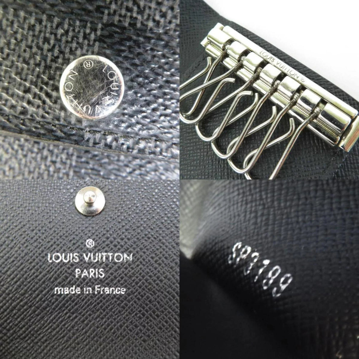Damier Multicle M62662 6 Black Pre-Owned Case Graphite Key Canvas Louis (Good) Vuitton Men's