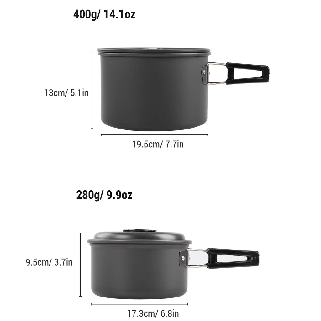 Pot Camping Anself Kit Backpacking Non Mess Kettle Cookware Set with Pan and and for Cooking Stick