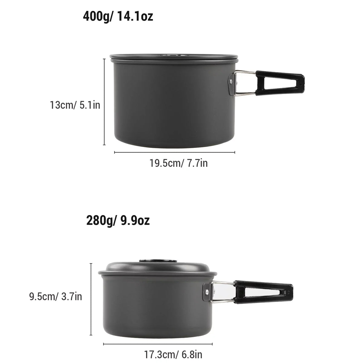 Pot Camping Anself Kit Backpacking Non Mess Kettle Cookware Set with Pan and and for Cooking Stick