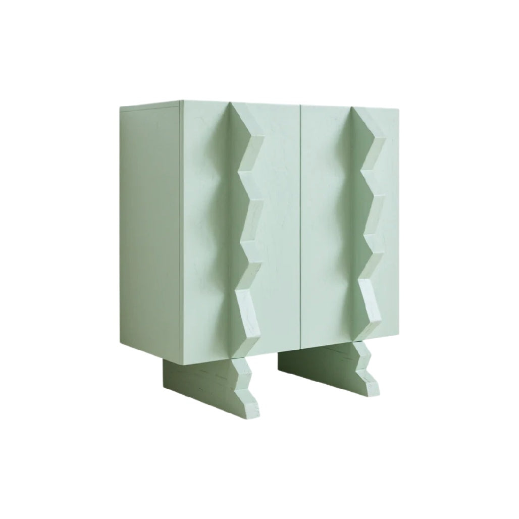 Moderne Grüne Kommode mit Zickzack-Design und stabilen Füßen