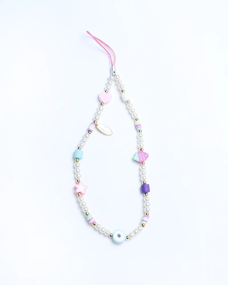 Nazar Il Strawberry and Star Mare Pearls con Strap Charms in Me Heart Freshwater Phone