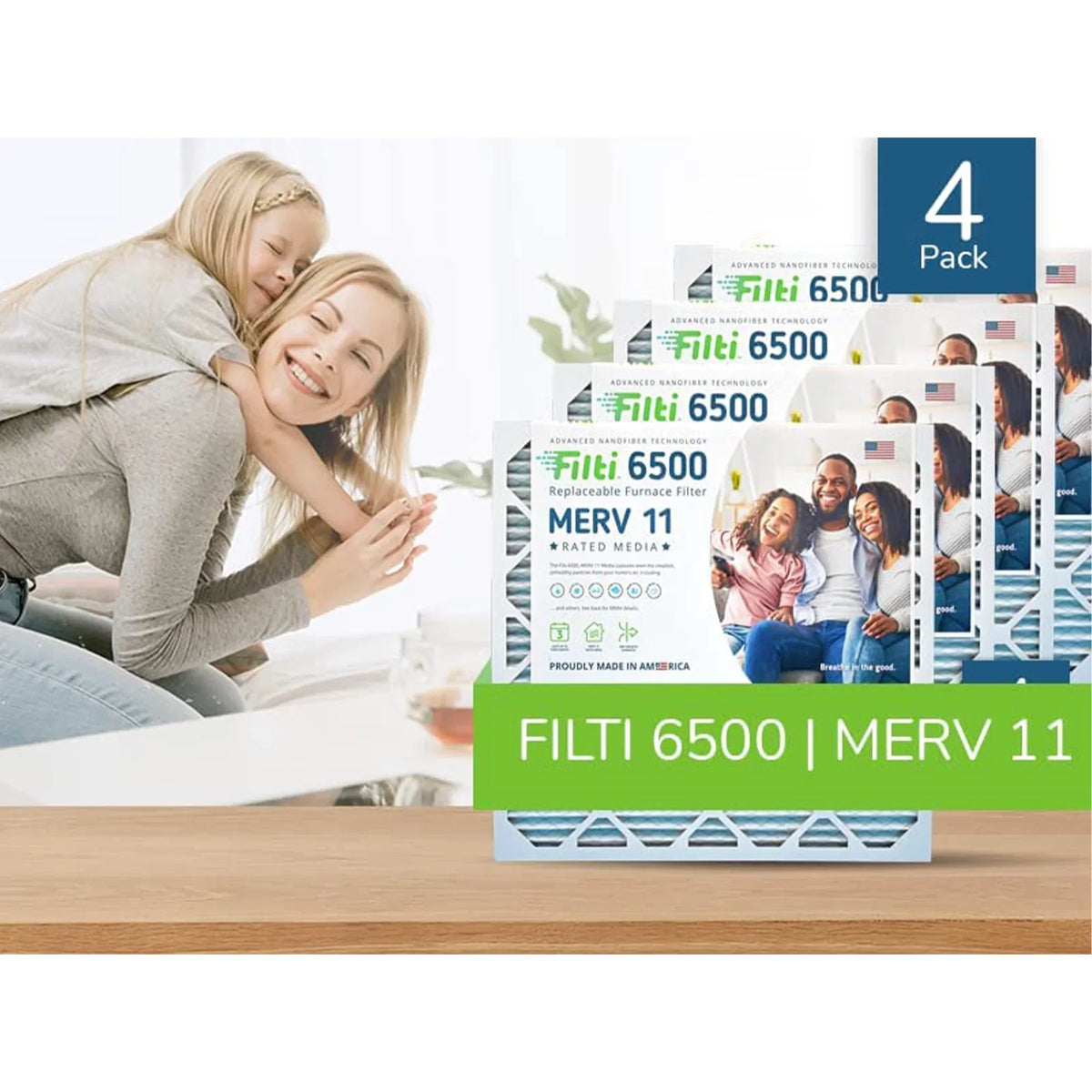 (4 Pleated Home 20x25x1 Pack) Air 6500 Filti Filter Furnace 11
