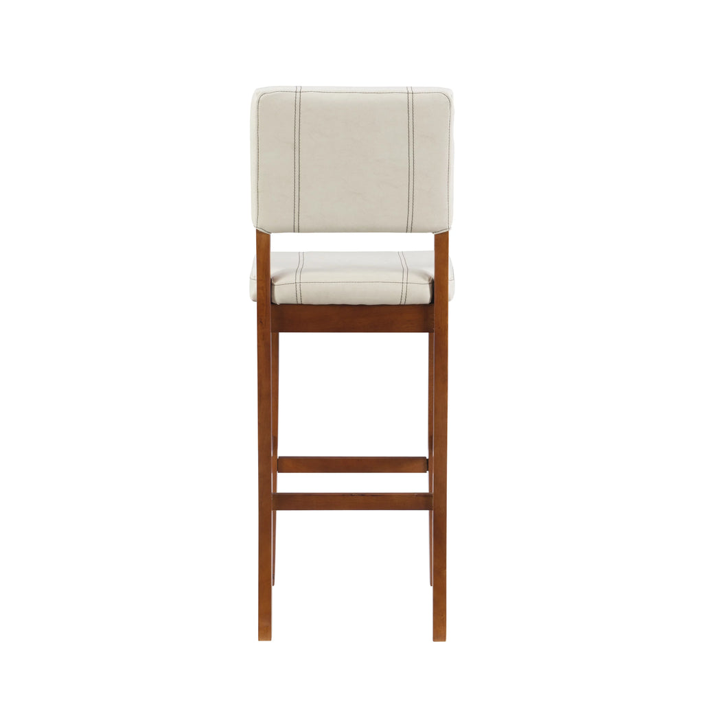 Walnut Cream Fabric Height, 30" Medium Bar Linon Stool, Finish Mulberry Padded Dark with Seat