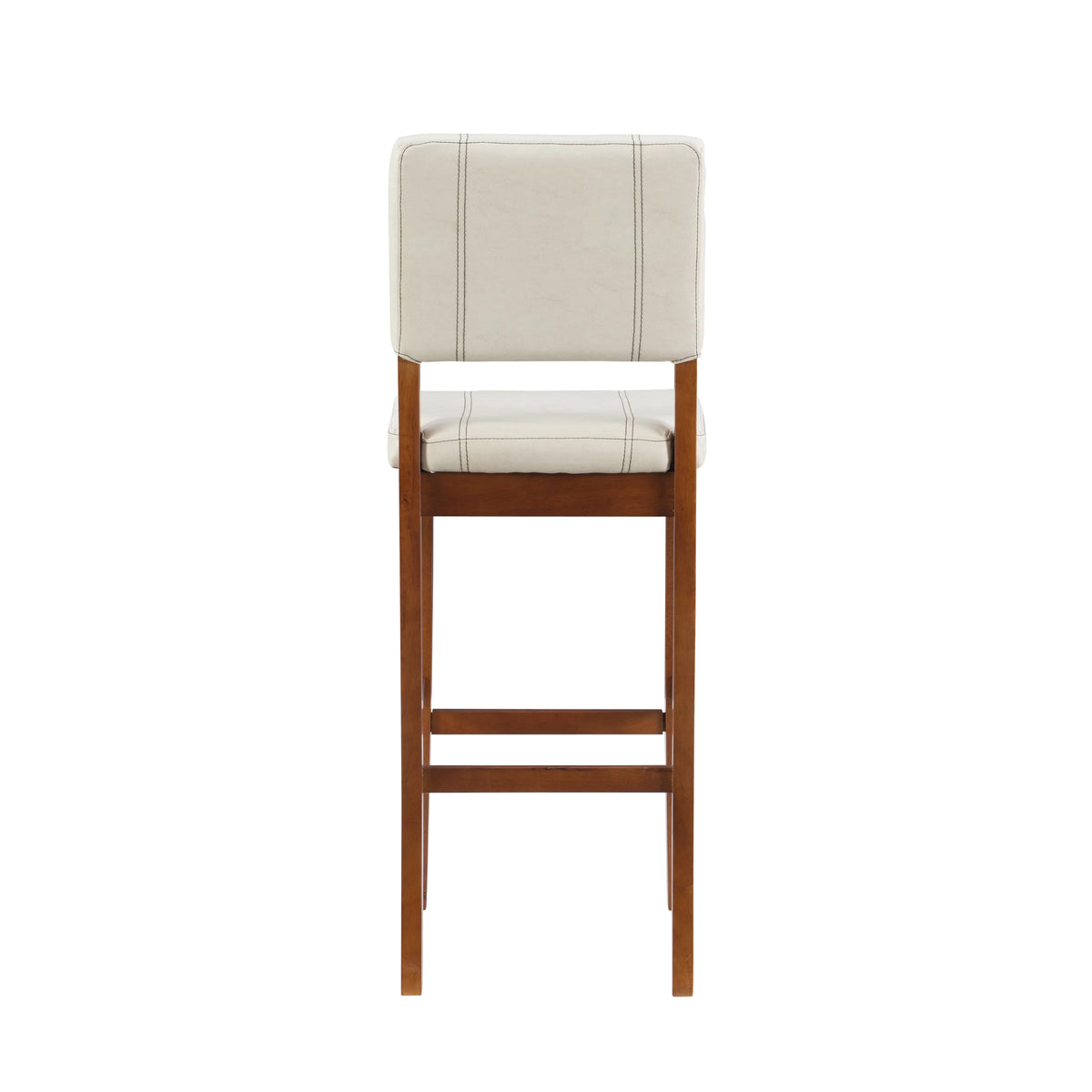 Walnut Cream Fabric Height, 30" Medium Bar Linon Stool, Finish Mulberry Padded Dark with Seat