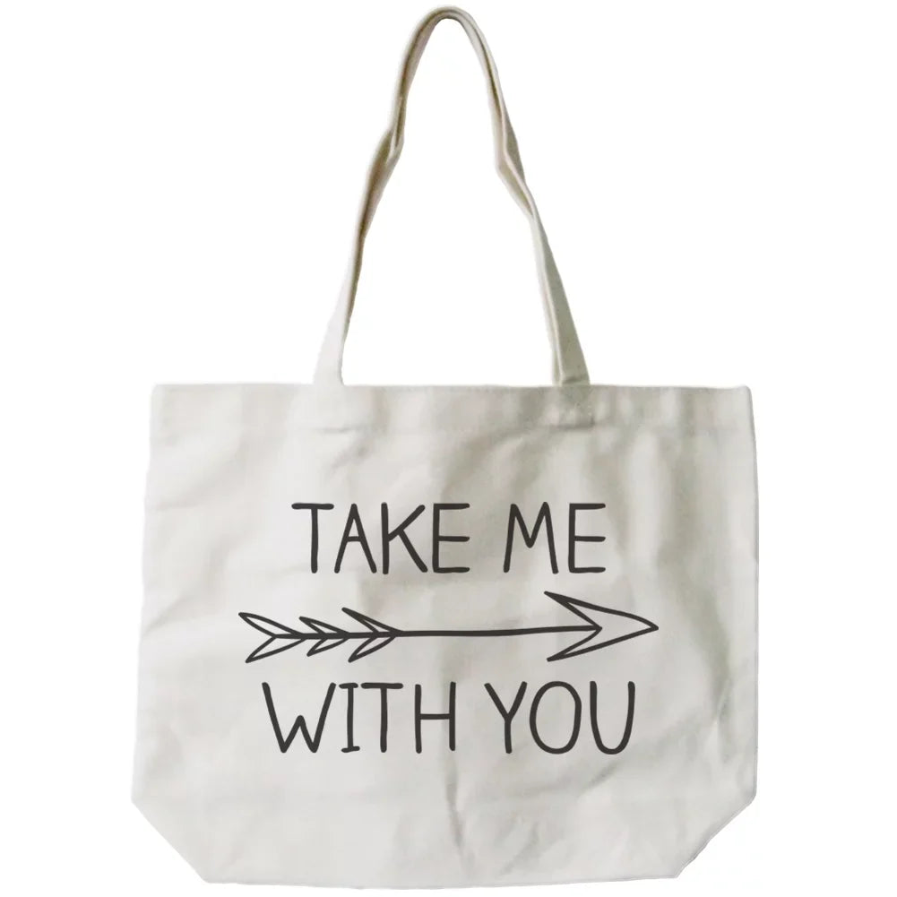 Take with Canvas Natural - Me -18x14inches Arrow Sign Tote Women's Bag You