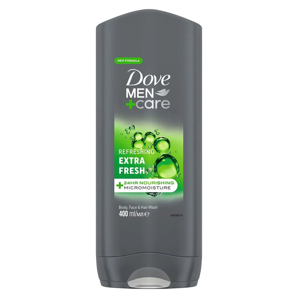 Body 3-In-1 Care Of Wash + Men Micromoisture Refreshing Nourishing Extra For Face 400 Men 24-Hour Pack Wash Technology Ml And Hair, With Fresh Dove Body 3