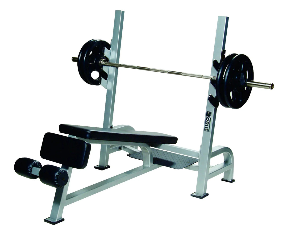 Decline Silver Press Racks, Olympic Bench With