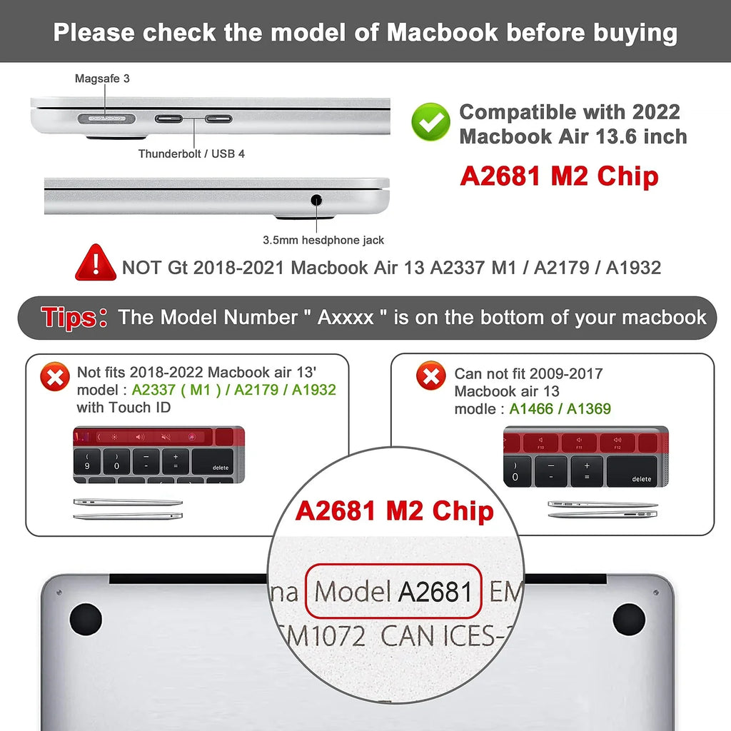 (--K-MA13M2) Shield Crystal Keyboard Laptop Clear with Techprotectus Sleeve Hard-Shell
