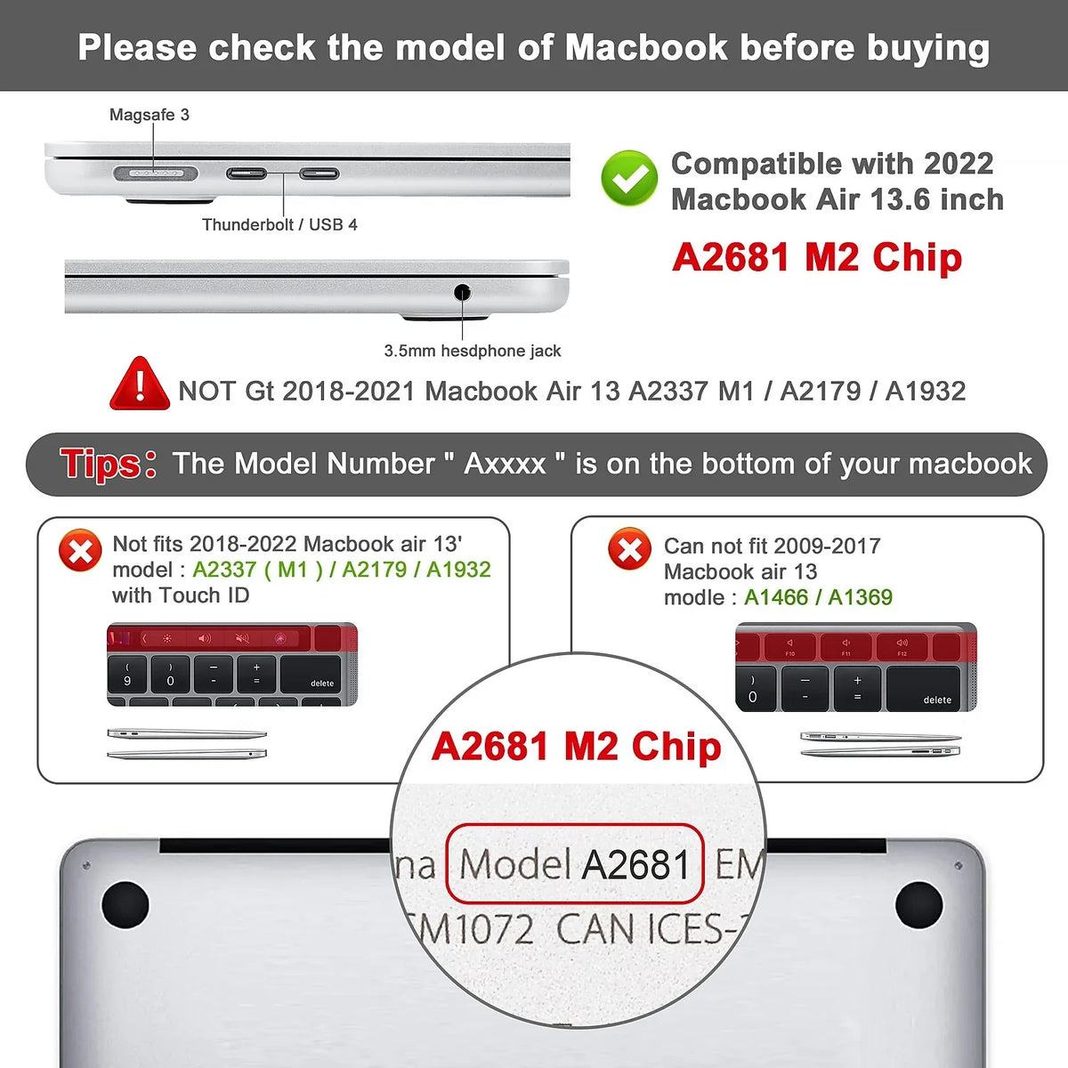 (--K-MA13M2) Shield Crystal Keyboard Laptop Clear with Techprotectus Sleeve Hard-Shell