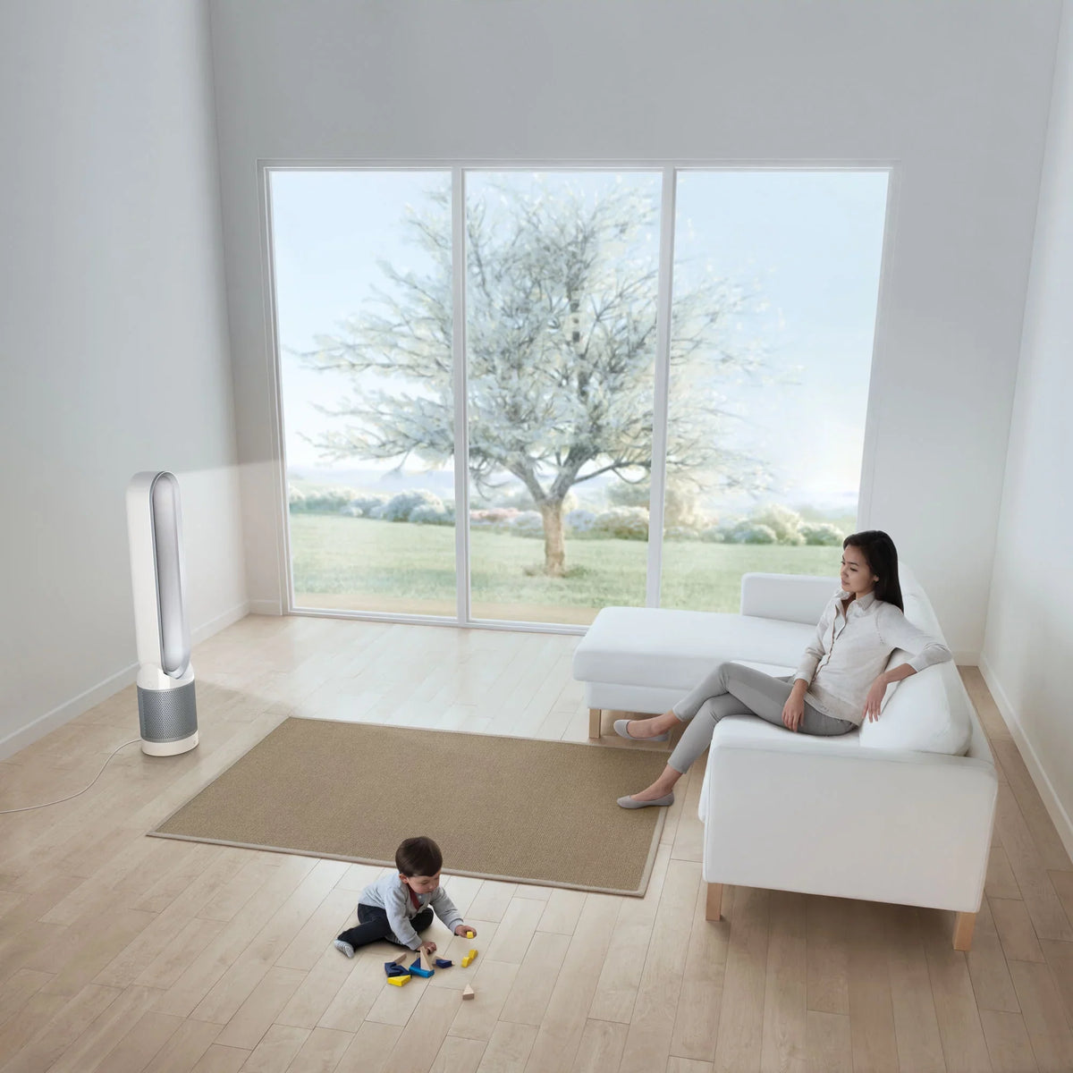 Connected Refurbished Dyson Fan | Tower TP02 WiFi Cool Pure White/Silver | Purifier Air Link