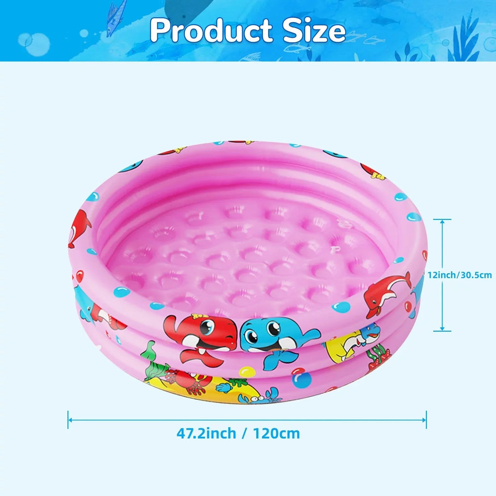 Inflatable Swimming for Kids, Center Kiddie for inflatable Kids/Girls/Boys,Pink Indoor&Outdoor Ring 3 Play Pool Pool Portable Moisture Baby Toddler 47"x12" Pools, Round Swimming Game Paddling