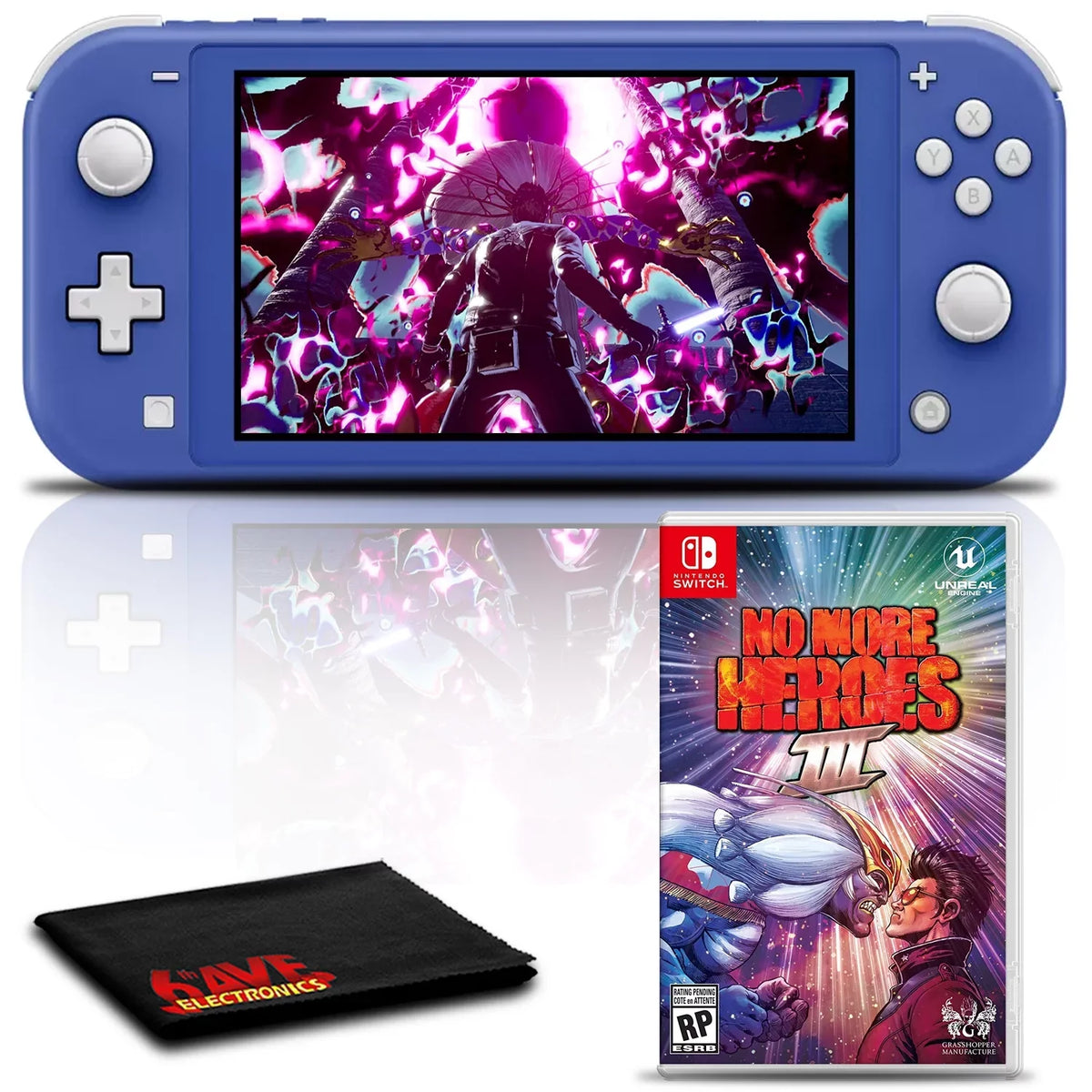 Lite No (Blue) Console Gaming Bundle 3 with Nintendo More Switch Heroes
