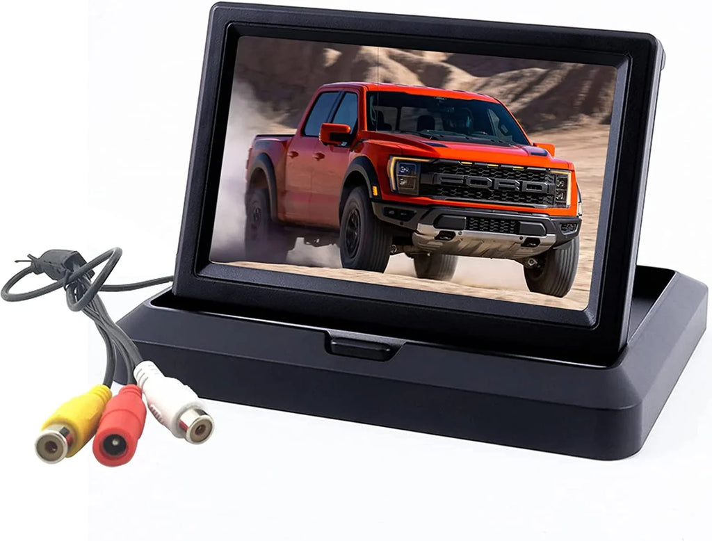 Two Camera only Reverse Monitor 12V/24V Rear V1/V2 View Foldable Screen, Input, Backup Display Video 5 inch