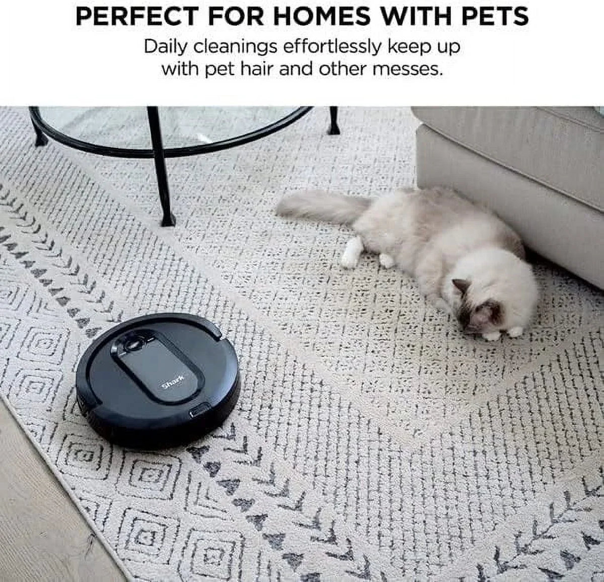 Suction, Carpets for Vacuum Restored with & Perfect Robot Wi-Fi, Powerful (Black)- Cleaning, Hair, Hard Renewed Pet Floors RV990 Shark Row-by-Row
