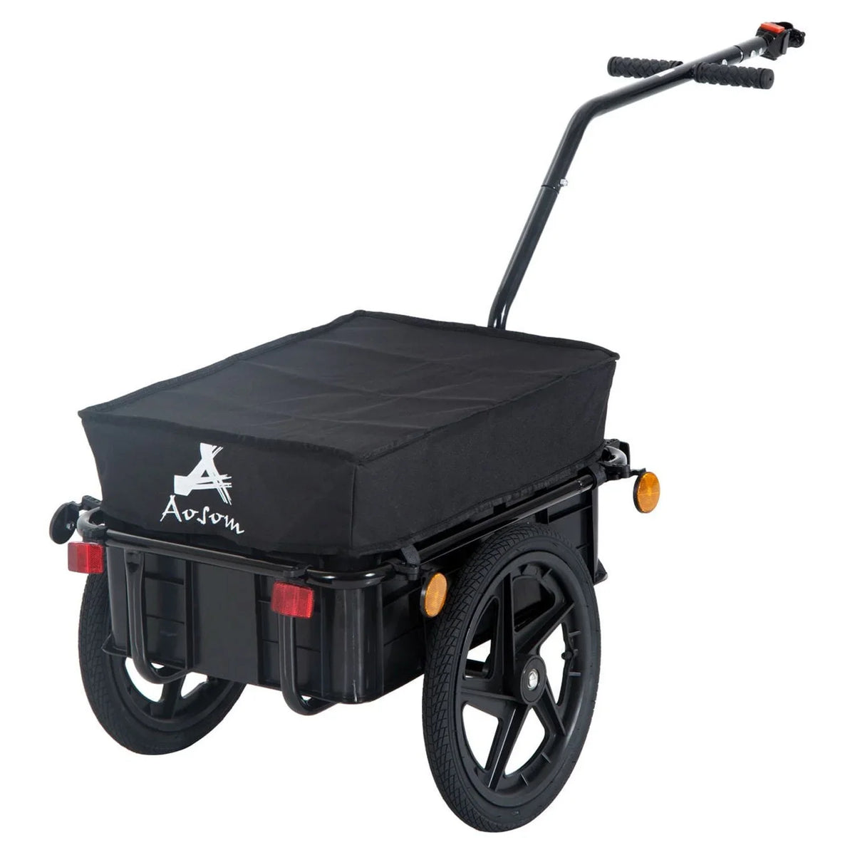 Bicycle Aosom Enclosed Black Wheel - Internal Double Frame Trailer Cargo